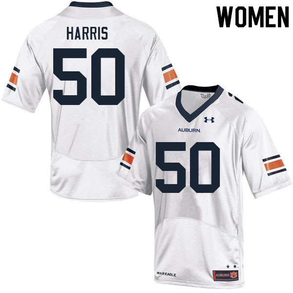 Auburn Tigers Women's Marcus Harris #50 White Under Armour Stitched College 2021 NCAA Authentic Football Jersey SHR5874SX